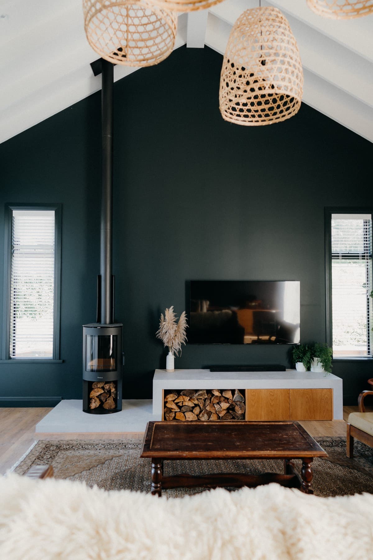 A warm gathering lounge inside the homestead